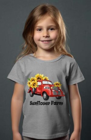 T-shirt Fille – Sunflower Farm – Gris