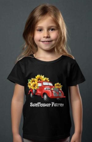 T-shirt Col Rond Fille - Sunflower farm
