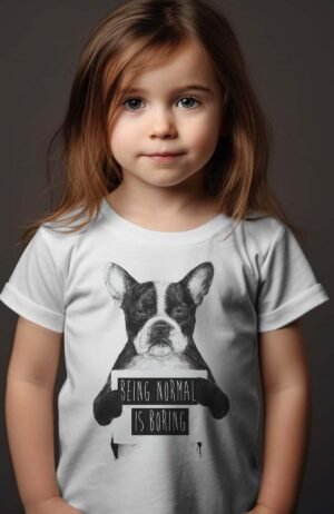 T-shirt Fille – being normal is boring – Blanc