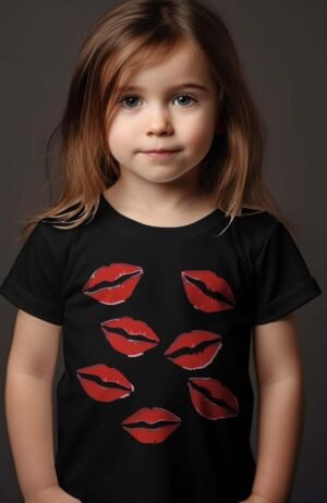 T-shirt Col Rond Fille - Bisous petit