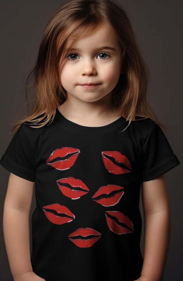 T-shirt Col Rond Fille - Bisous petit