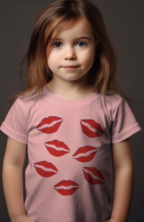 T-shirt Col Rond Fille - Bisous petit