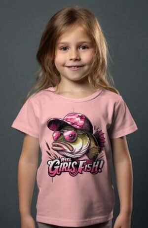 T-shirt Fille – girl fish – Rose