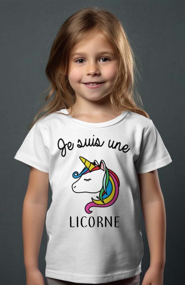 T-shirt Col Rond Fille - Je suis une licorne