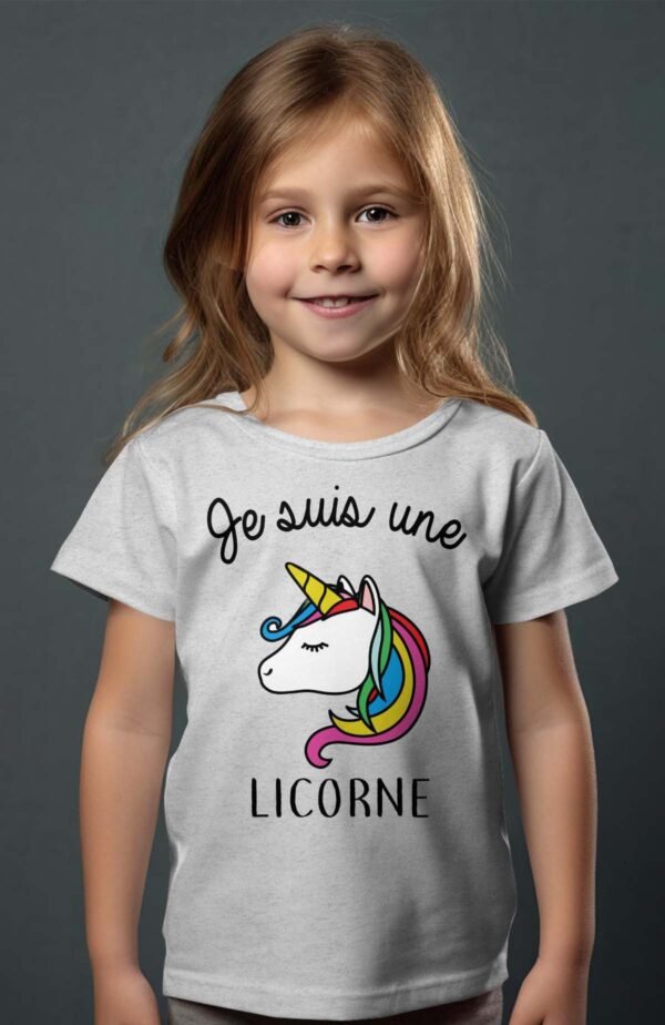T-shirt Col Rond Fille - Je suis une licorne