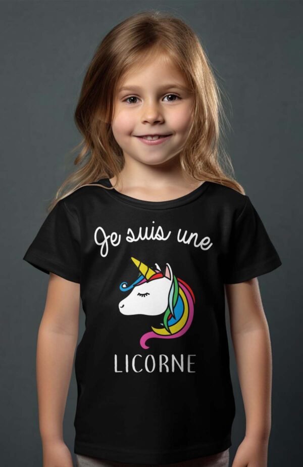 T-shirt Col Rond Fille - Je suis une licorne