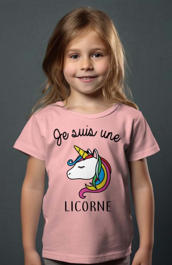 T-shirt Col Rond Fille - Je suis une licorne