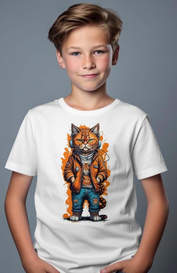 T-shirt Garçon en Gros | Cat orange