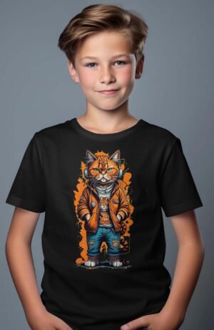 T-shirt Garçon en Gros | Cat orange