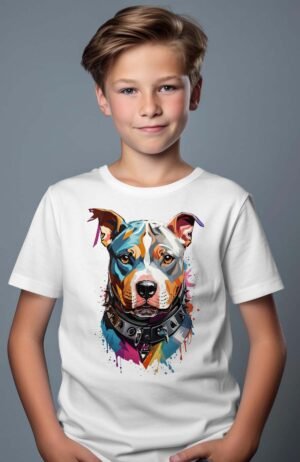 T-shirt Garçon – Doggy colors – Blanc