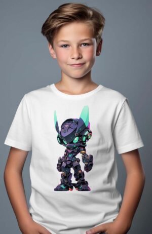 T-shirt Garçon – Robot kid – Blanc