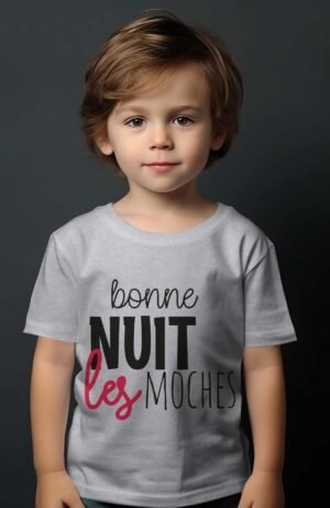 T-shirt Garçon – bonne nuit – Gris