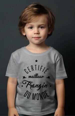 T-shirt Garçon – certifier meilleur frangin – Gris