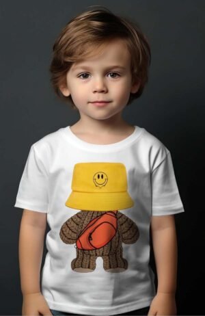 T-shirt Garçon – peluche bob – Blanc