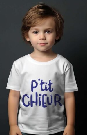 T-shirt Garçon – ptit chieur – Blanc
