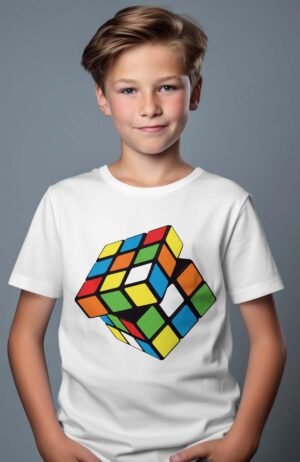 T-shirt Garçon – rubi cube – Blanc