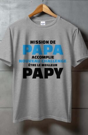 T-shirt Homme – mission papa accompli – Gris