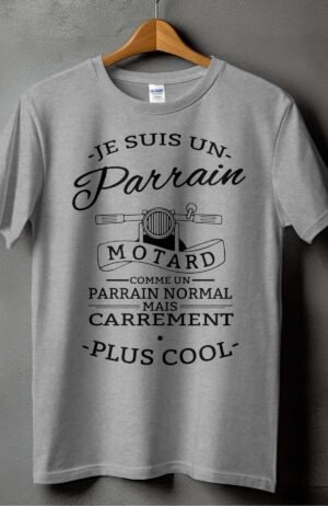 T-shirt Homme – parrain MOTARD + cool – Gris