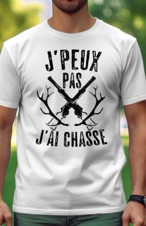 T-shirt Homme – peux pas chasse – Blanc