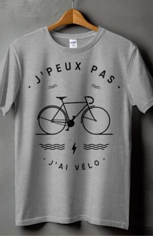 T-shirt Homme – peux pas velo – Gris