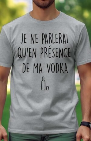 T-shirt Homme – présence ma vodka – Gris
