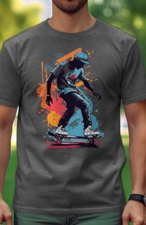 T-shirt Homme skateman – Gris