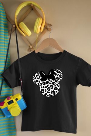 T-shirt fille – Tête N&B – Noir