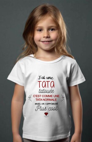 T-shirt Col Rond Fille - J'ai une tata tatouée