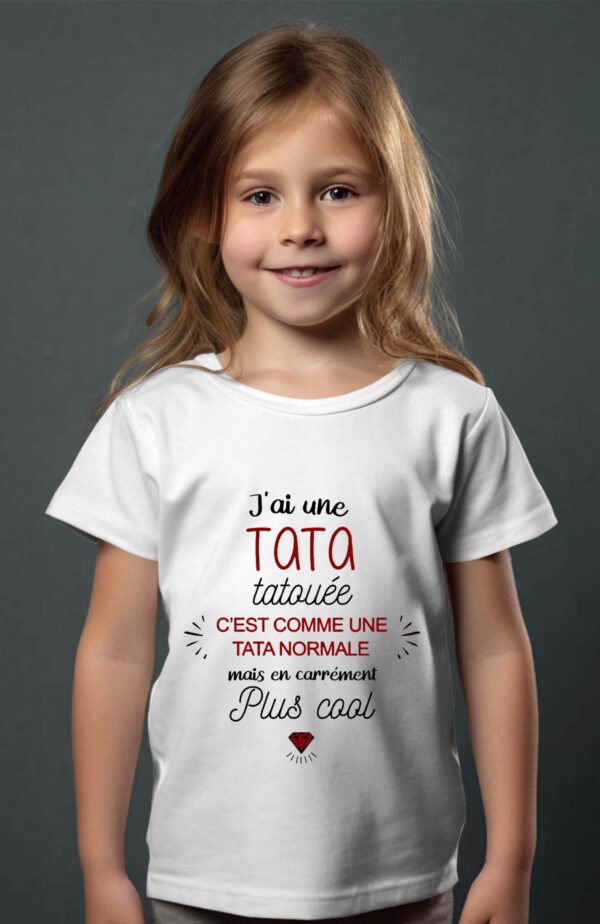 T-shirt Col Rond Fille - J'ai une tata tatouée