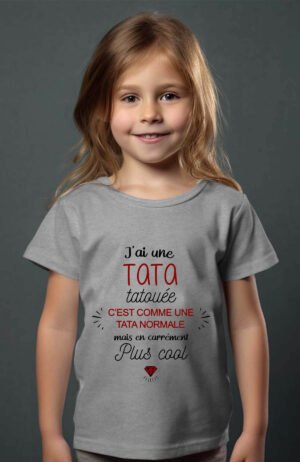 TATA TATOUEE – Tshirt Fille – Gris