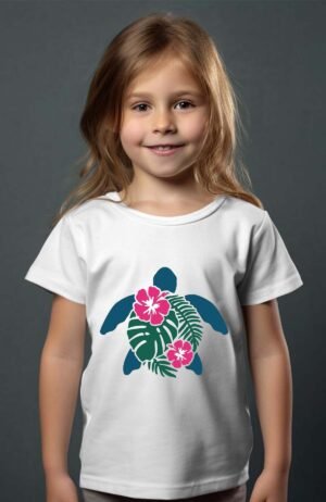 T-shirt Col Rond Fille - Tortue island