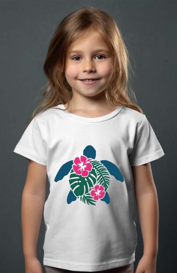 T-shirt Col Rond Fille - Tortue island