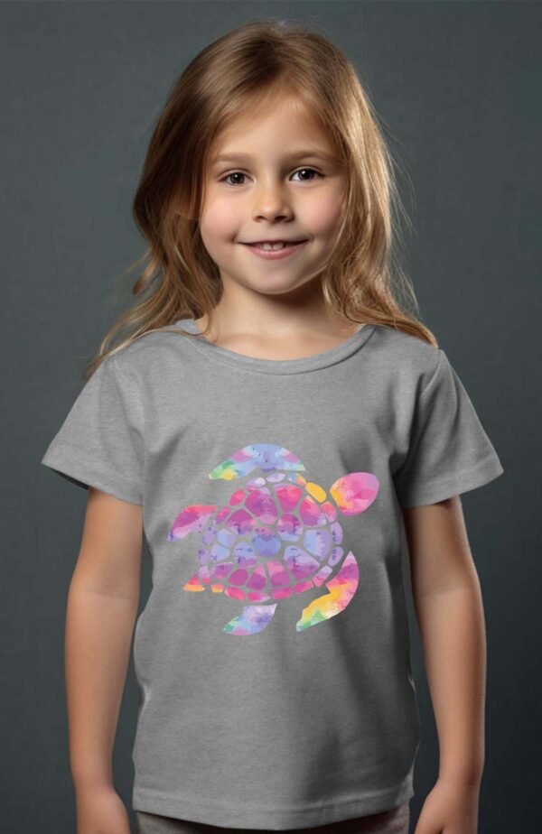 T-shirt Col Rond Fille - Tortue aquarelle