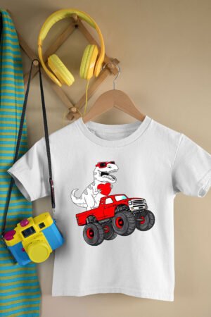 Tshirt Garçon – 4X4 dino – BLANC