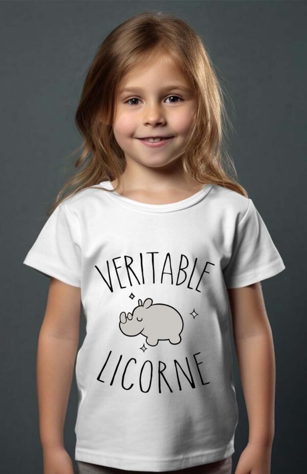 T-shirt Col Rond Fille - Véritable licorne