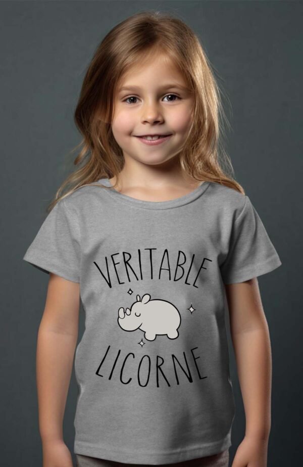 T-shirt Col Rond Fille - Véritable licorne