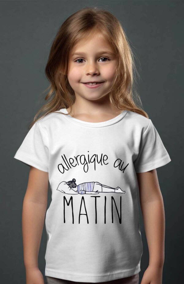 T-shirt Col Rond Fille - Allergique au matin