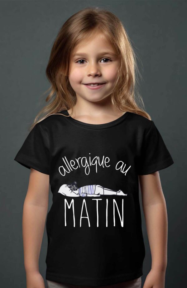 T-shirt Col Rond Fille - Allergique au matin