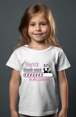 bientot grande soeur – Tshirt Fille – Blanc