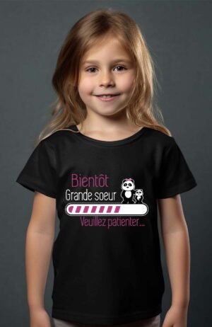 T-shirt Col Rond Fille - Bientôt grande sœur