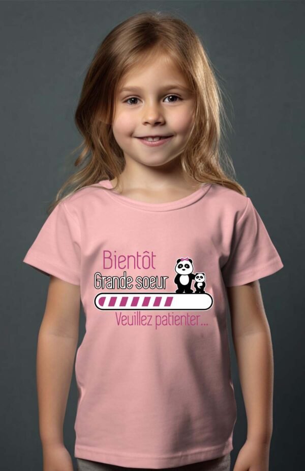 T-shirt Col Rond Fille - Bientôt grande sœur
