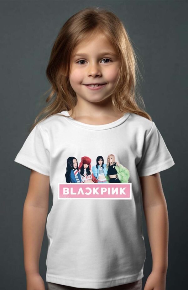 T-shirt Col Rond Fille - Black pink