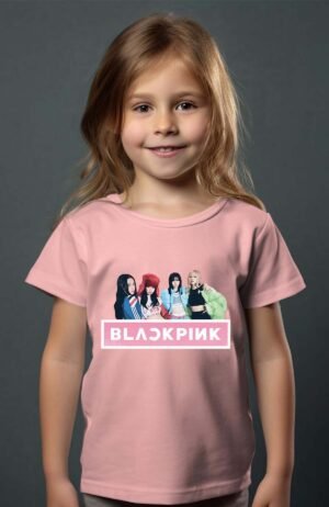 T-shirt Col Rond Fille - Black pink