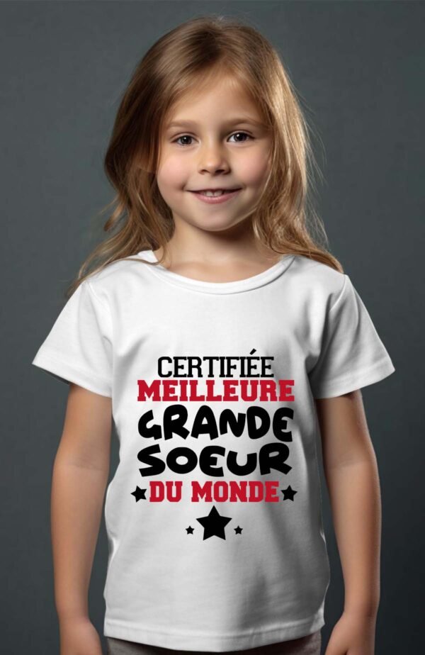 T-shirt Col Rond Fille - Certifiée meilleure grande sœur