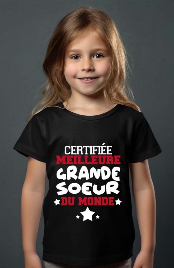 T-shirt Col Rond Fille - Certifiée meilleure grande sœur