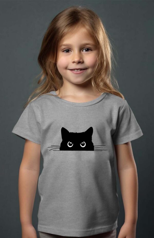 T-shirt Col Rond Fille - Chat caché