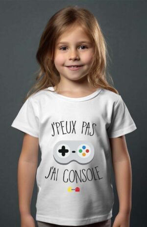 j’peux pas j’ai console – Tshirt Fille – Blanc
