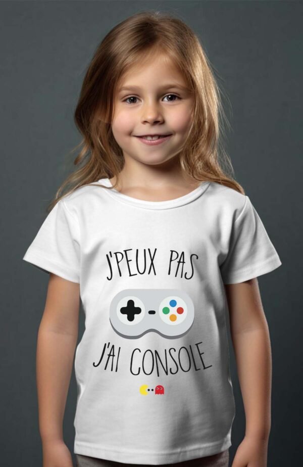 T-shirt Col Rond Fille - J'peux pas j'ai console