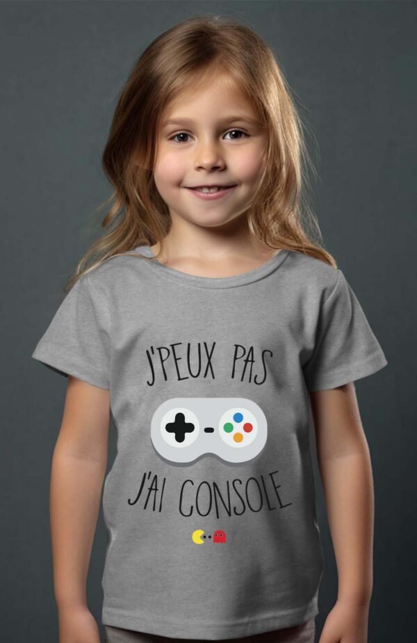 T-shirt Col Rond Fille - J'peux pas j'ai console