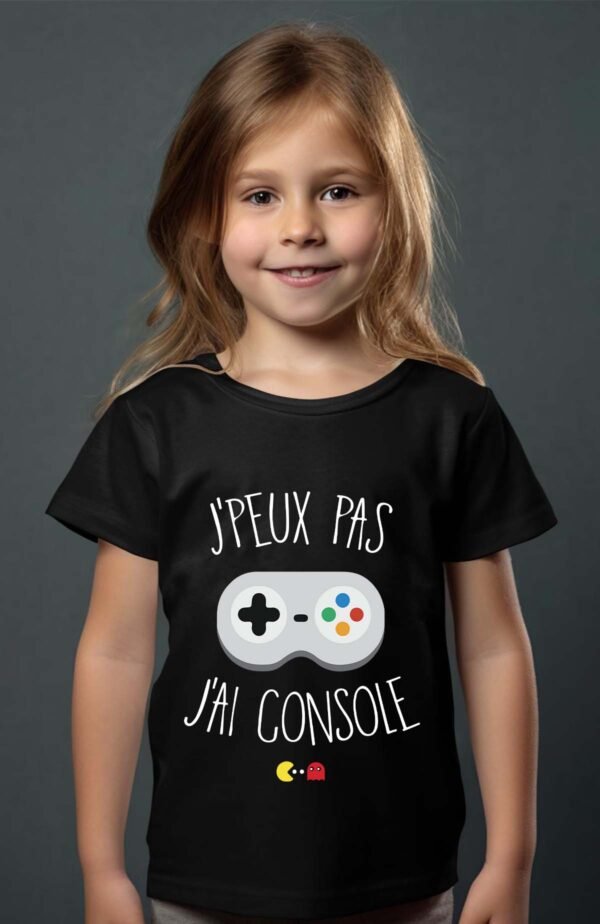 T-shirt Col Rond Fille - J'peux pas j'ai console